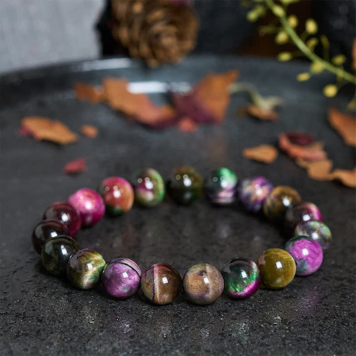 Buddha Stones Rode tijgeroog kleurrijke kralen Armband - 10mm rode tijgeroogsteen (Polsomtrek: 16-17 cm) - image 0