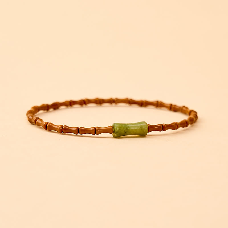 Buddha Stones Armband met natuurlijke olijfpit, peridot en bamboe design - image 4