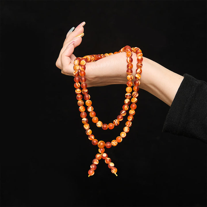 Buddha Stones Mala met 108 ronde Tibetaanse barnsteenkralen om angst te verlichten - image 4