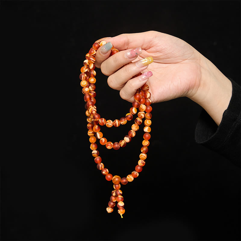 Buddha Stones Mala met 108 ronde Tibetaanse barnsteenkralen om angst te verlichten - image 5
