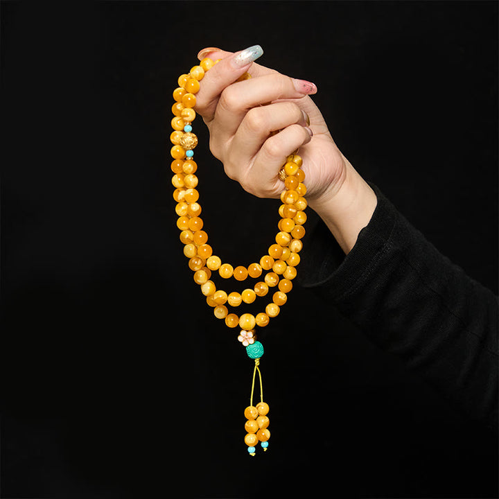 Buddha Stones 108 kralen Tibetaanse Amber Om Mani Padme Hum Mala - image 3