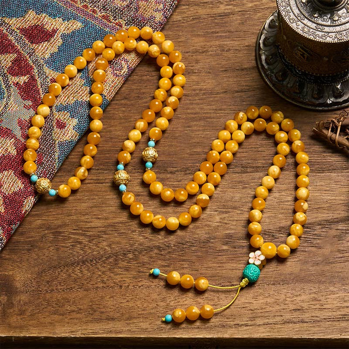 Buddha Stones 108 kralen Tibetaanse Amber Om Mani Padme Hum Mala - image 2