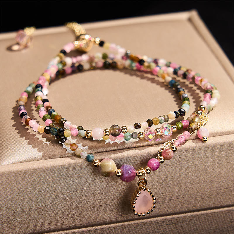 Buddha Stones Natuurlijke toermalijn drievoudige wikkelarmband met positieve Armband - image 1
