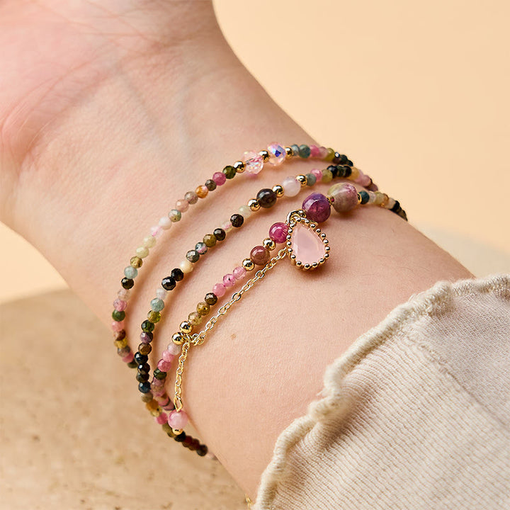 Buddha Stones Natuurlijke toermalijn drievoudige wikkelarmband met positieve Armband - image 4
