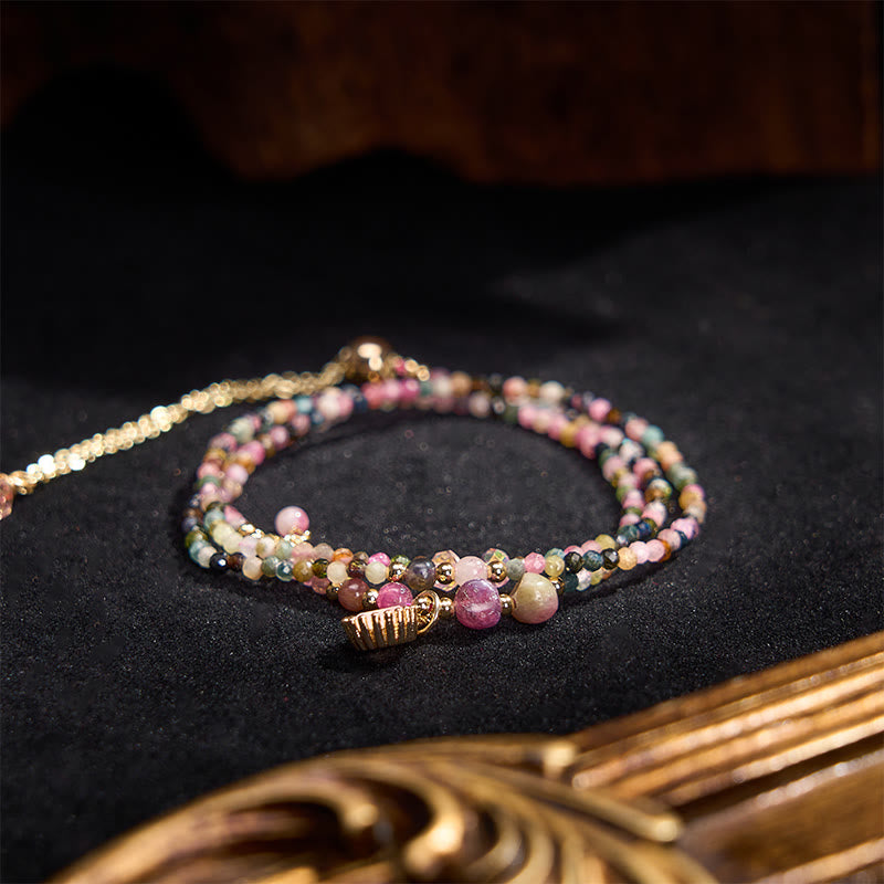 Buddha Stones Natuurlijke toermalijn drievoudige wikkelarmband met positieve Armband - image 3
