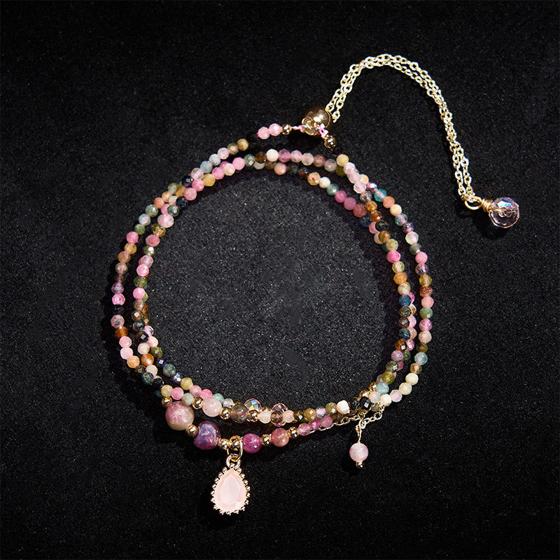 Buddha Stones Natuurlijke toermalijn drievoudige wikkelarmband met positieve Armband - image 2