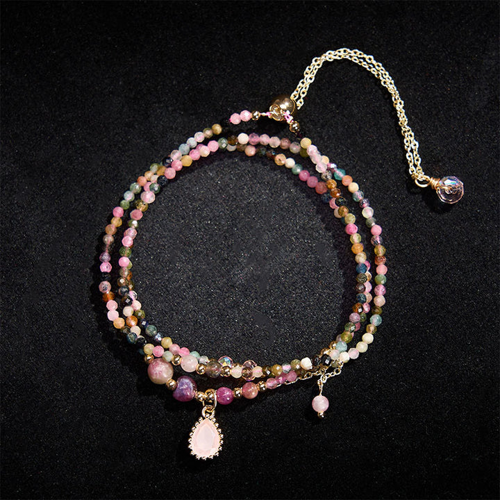 Buddha Stones Natuurlijke toermalijn drievoudige wikkelarmband met positieve Armband - image 2