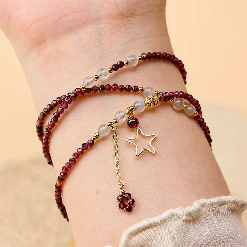 Buddha Stones Natuurlijke granaatsterren drievoudige Armband met passie-effect - image 4