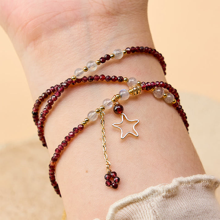 Buddha Stones Natuurlijke granaatsterren drievoudige Armband met passie-effect - image 4