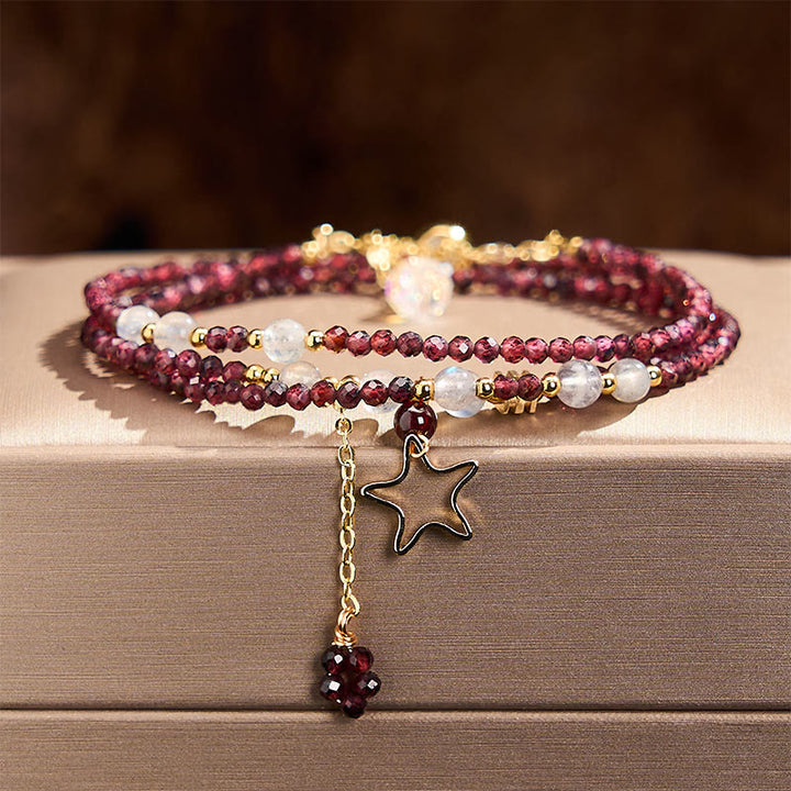 Buddha Stones Natuurlijke granaatsterren drievoudige Armband met passie-effect - image 1