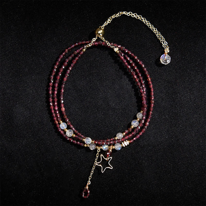 Buddha Stones Natuurlijke granaatsterren drievoudige Armband met passie-effect - image 3
