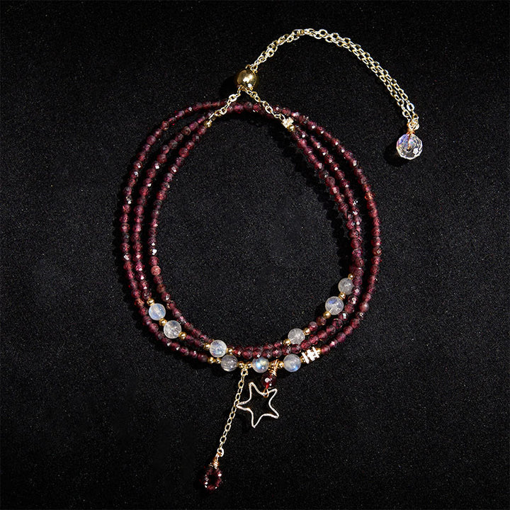 Buddha Stones Natuurlijke granaatsterren drievoudige Armband met passie-effect - image 3