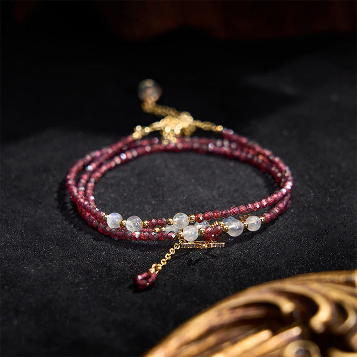 Buddha Stones Natuurlijke granaatsterren drievoudige Armband met passie-effect - image 2