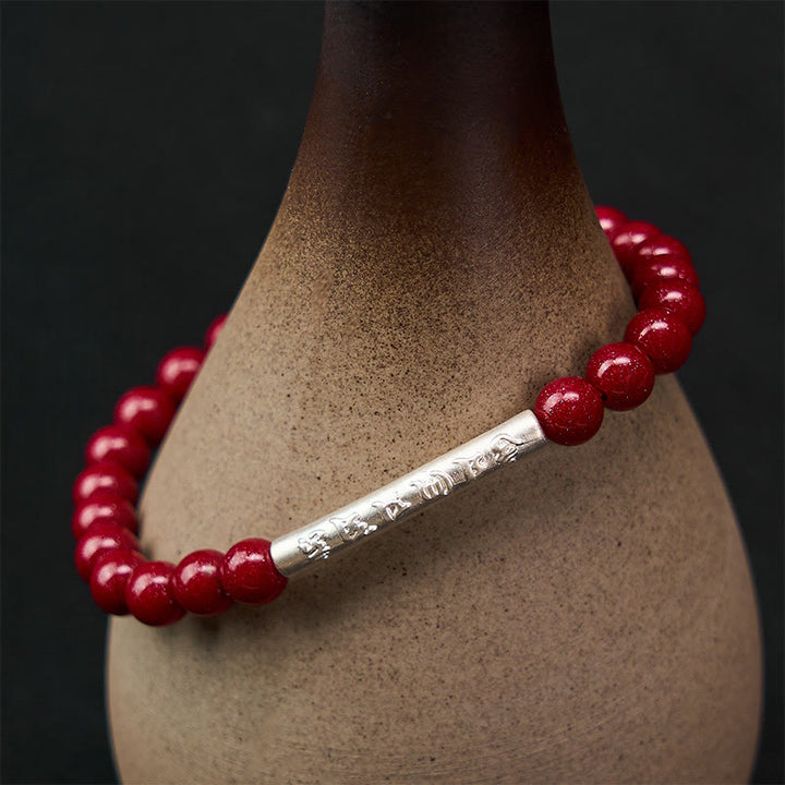 Buddha Stones Cinnabar 999 Sterling Zilveren Om Mani Padme Hum Armband - image 11