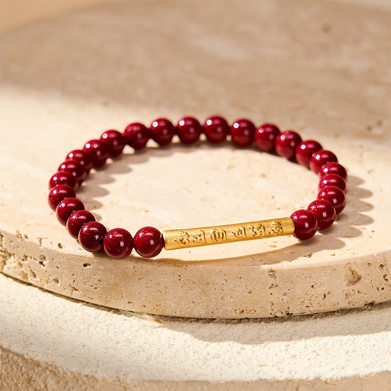 Buddha Stones Cinnabar 999 Sterling Zilveren Om Mani Padme Hum Armband - image 1