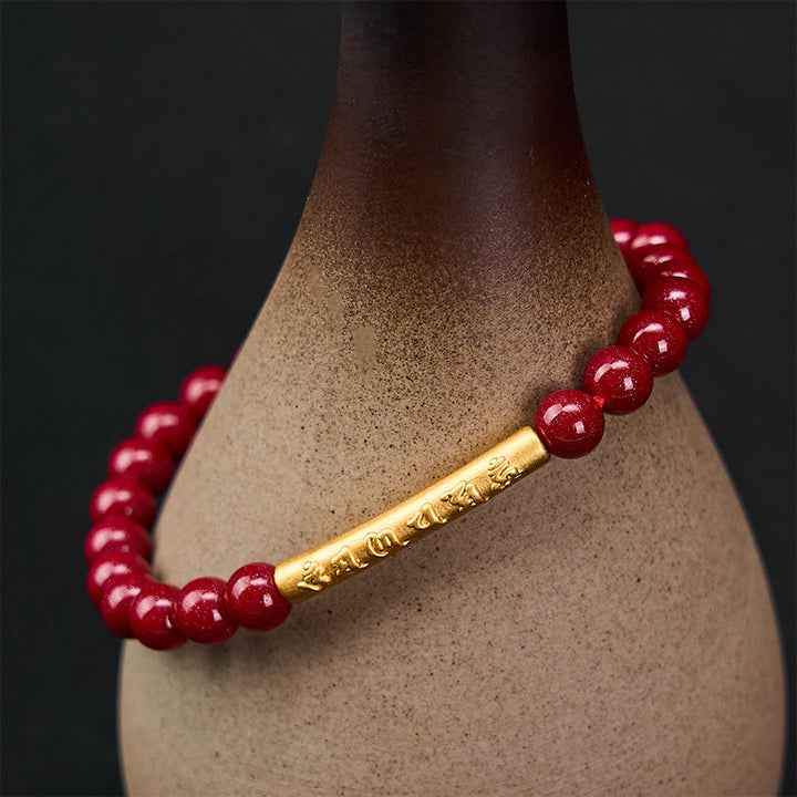 Buddha Stones Cinnabar 999 Sterling Zilveren Om Mani Padme Hum Armband - image 2