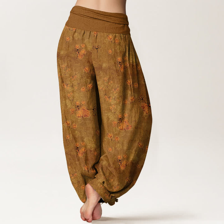 Buddha Stones 100% Cotton voor dames met elastische Taille en verspreid patroon van goudsbloemen. - image 6
