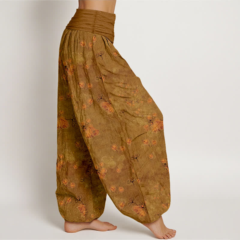 Buddha Stones 100% Cotton voor dames met elastische Taille en verspreid patroon van goudsbloemen. - image 7