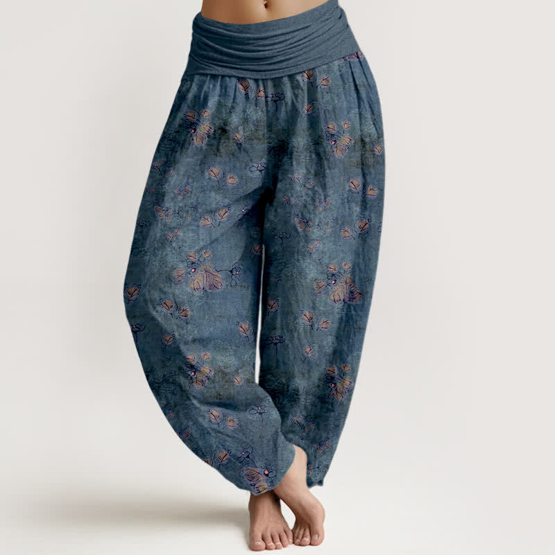 Buddha Stones 100% Cotton voor dames met elastische Taille en verspreid patroon van goudsbloemen. - Staalblauw - US16, UK/AU20, EU48 (3XL) - image 8