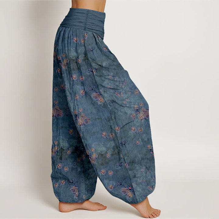 Buddha Stones 100% Cotton voor dames met elastische Taille en verspreid patroon van goudsbloemen. - image 10