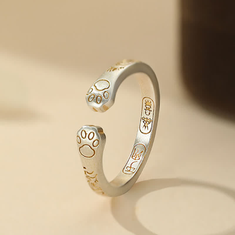 Buddha Stones Ring met kattenpootje van 999 sterling zilver - 999 sterling zilver (17,8 mm) - image 0