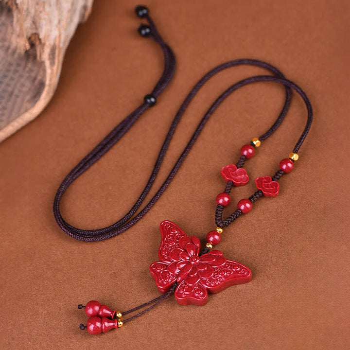 Buddha Stones Cinnabar Butterfly Freedom Rope- Ketting - Cinnabar - image 0