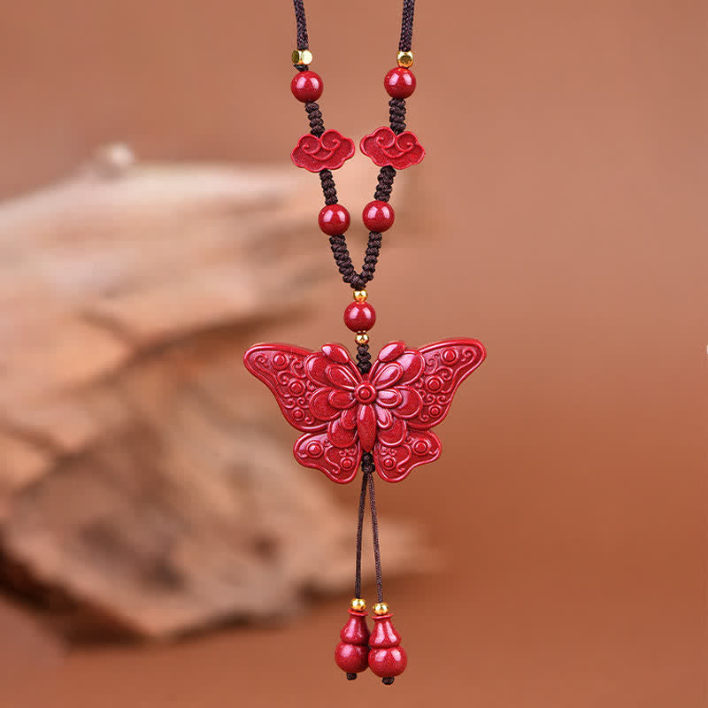Buddha Stones Cinnabar Butterfly Freedom Rope- Ketting - image 8