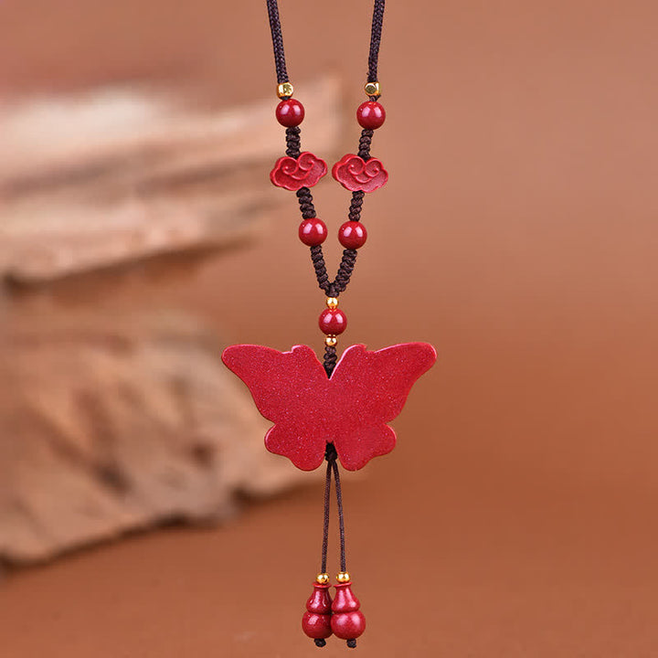 Buddha Stones Cinnabar Butterfly Freedom Rope- Ketting - image 4