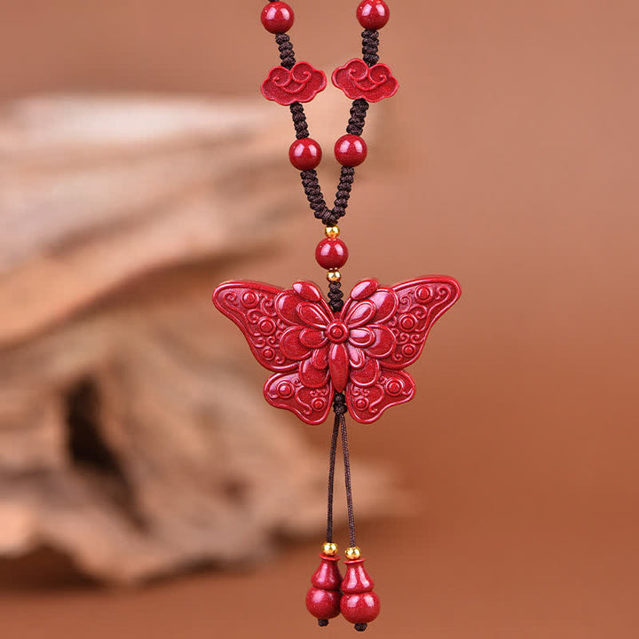 Buddha Stones Cinnabar Butterfly Freedom Rope- Ketting - image 3