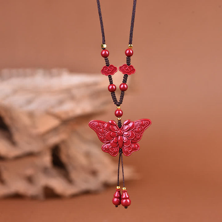Buddha Stones Cinnabar Butterfly Freedom Rope- Ketting - image 1