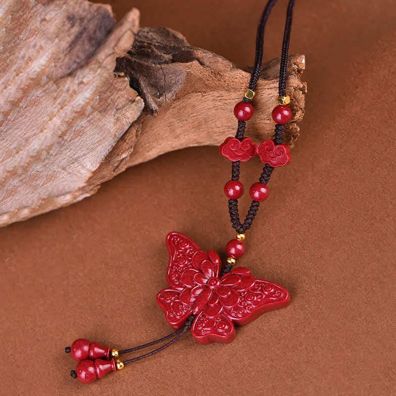 Buddha Stones Cinnabar Butterfly Freedom Rope- Ketting - image 2