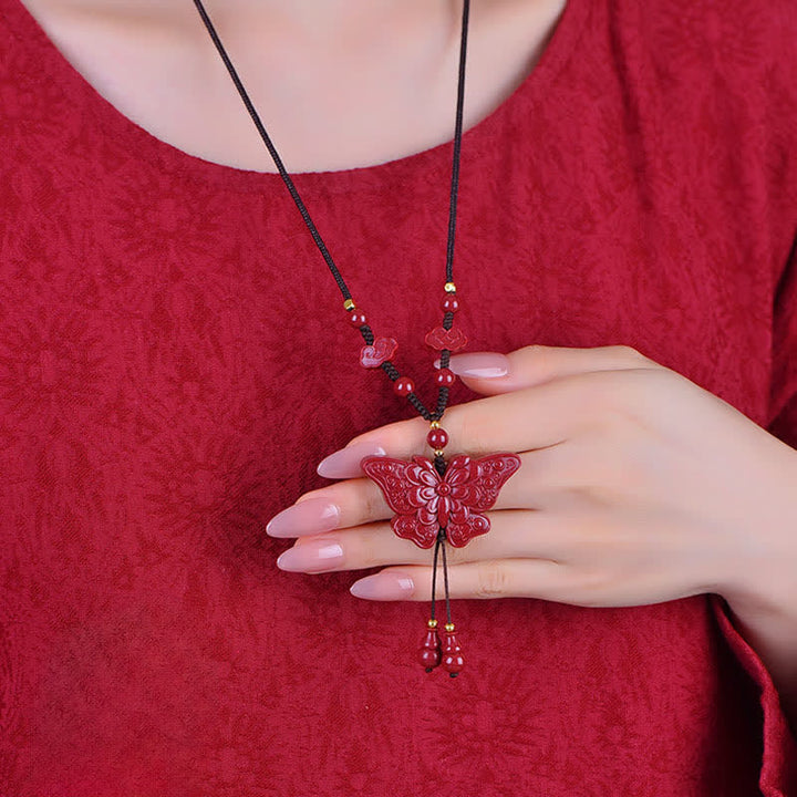 Buddha Stones Cinnabar Butterfly Freedom Rope- Ketting - image 7