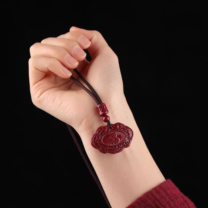 Buddha Stones Cinnabar Fu Karakter Ruyi Slot Touw Ketting - image 4