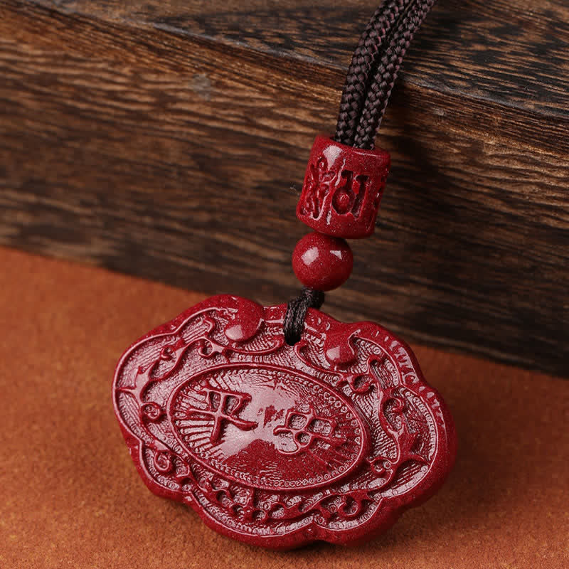 Buddha Stones Cinnabar Fu Karakter Ruyi Slot Touw Ketting - image 2