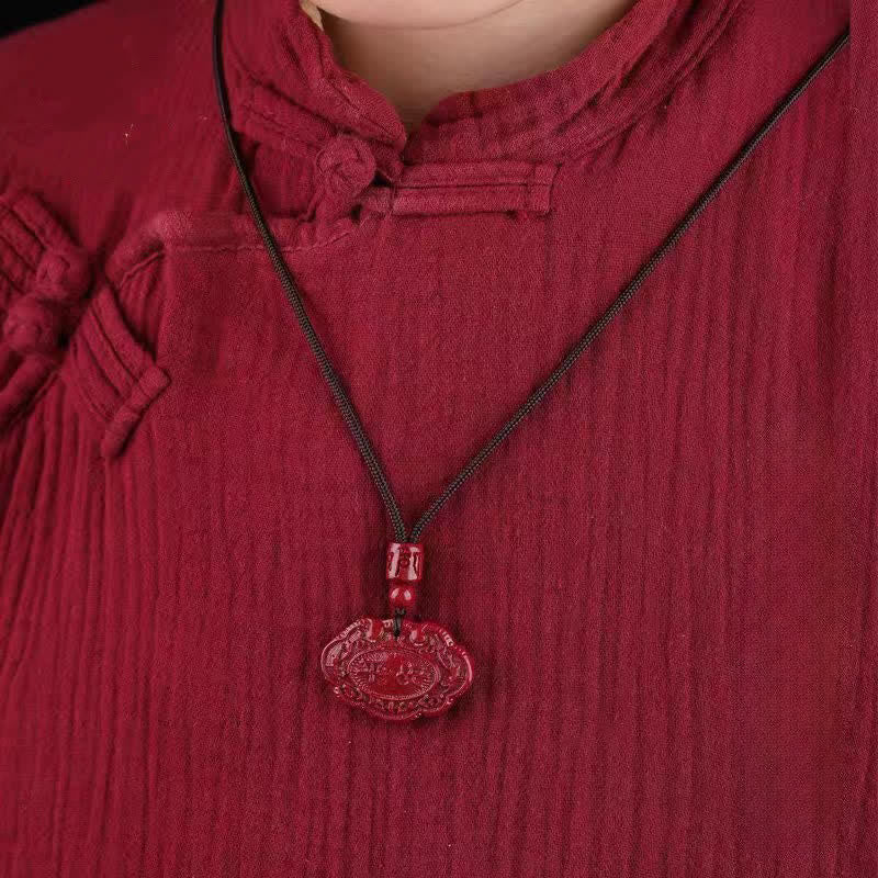 Buddha Stones Cinnabar Fu Karakter Ruyi Slot Touw Ketting - image 11