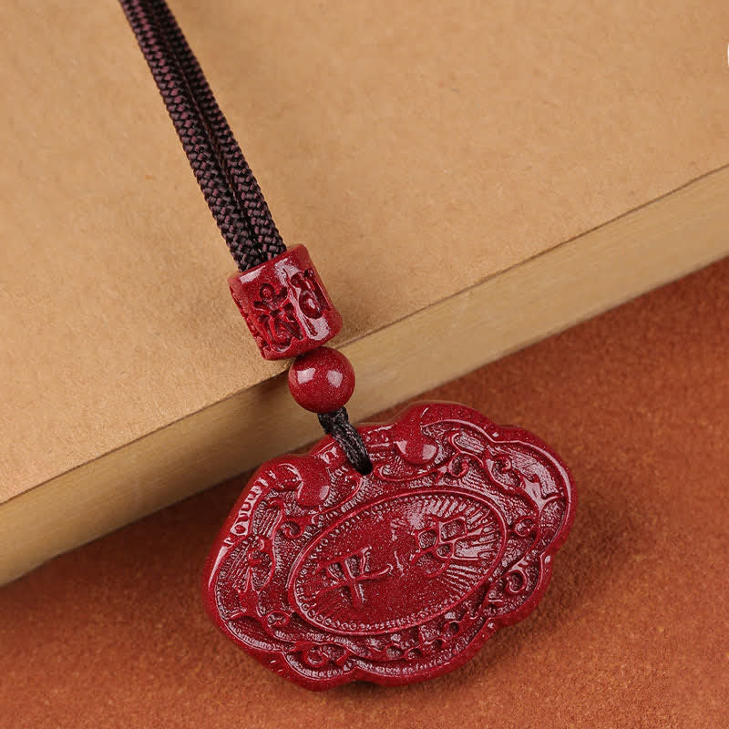 Buddha Stones Cinnabar Fu Karakter Ruyi Slot Touw Ketting - image 9