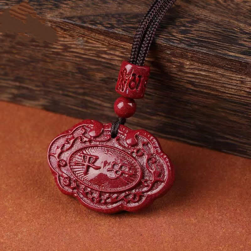 Buddha Stones Cinnabar Fu Karakter Ruyi Slot Touw Ketting - image 8