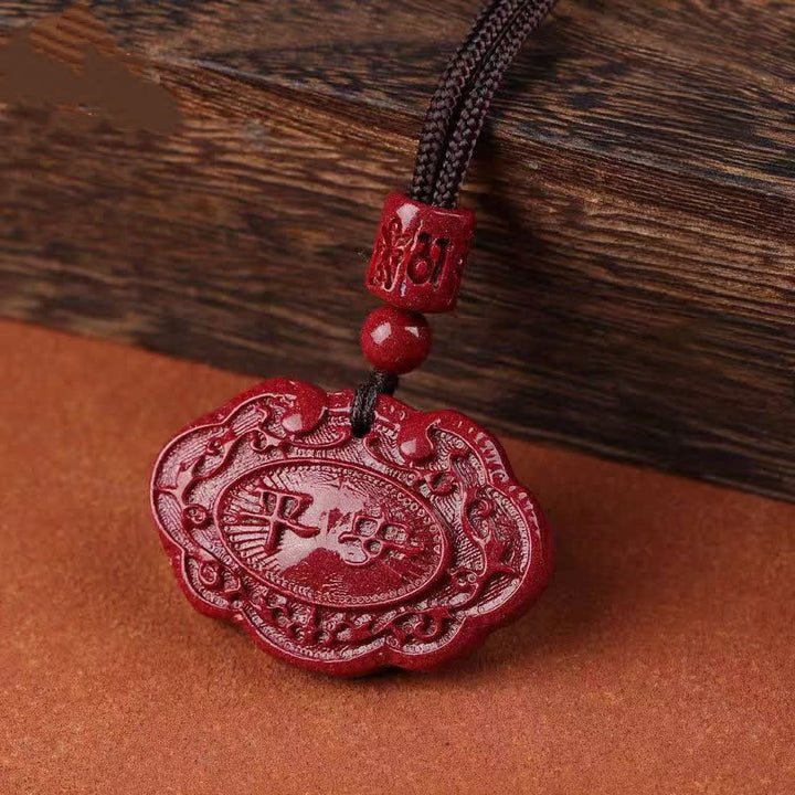 Buddha Stones Cinnabar Fu Karakter Ruyi Slot Touw Ketting - image 8
