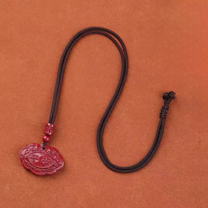 Buddha Stones Cinnabar Fu Karakter Ruyi Slot Touw Ketting - image 1