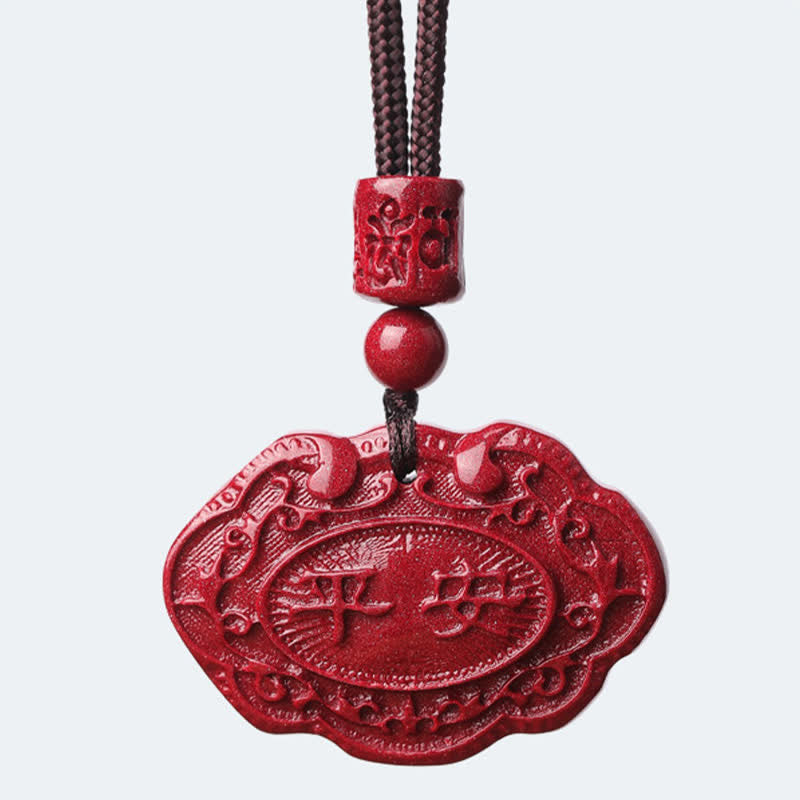 Buddha Stones Cinnabar Fu Karakter Ruyi Slot Touw Ketting - image 10