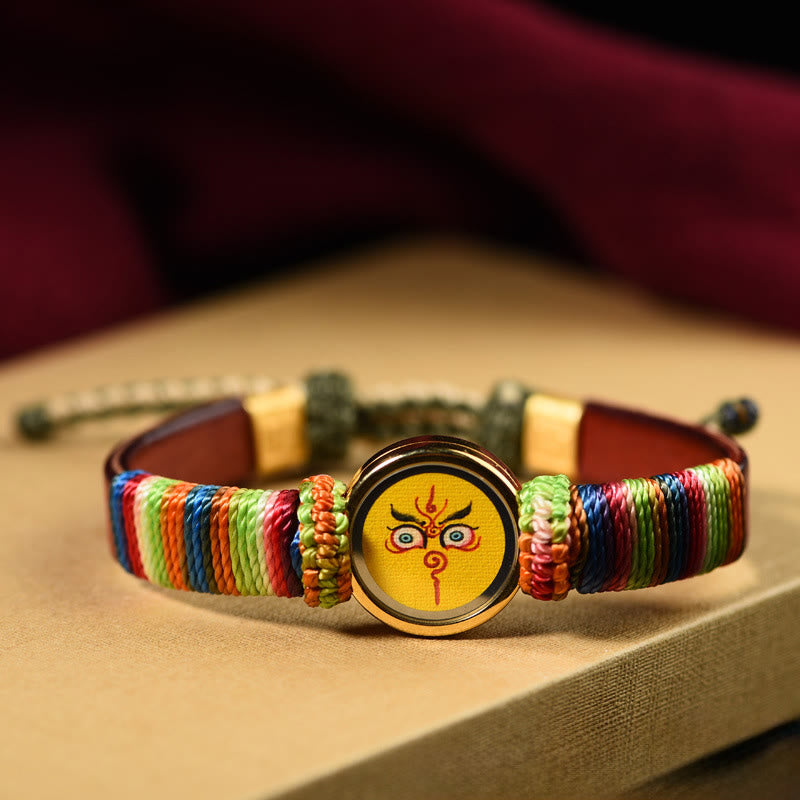 Buddha Stones Tibetaanse Armband met de goden van rijkdom en het Boeddha-oog. - Gele Jambhala-oog (Polsomtrek 15-24 cm) - image 1