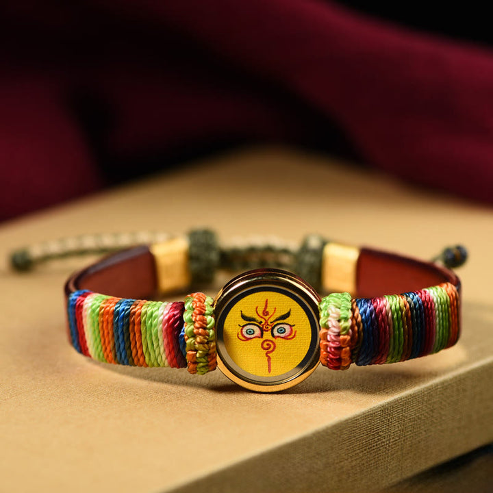 Buddha Stones Tibetaanse Armband met de goden van rijkdom en het Boeddha-oog. - Gele Jambhala-oog (Polsomtrek 15-24 cm) - image 1