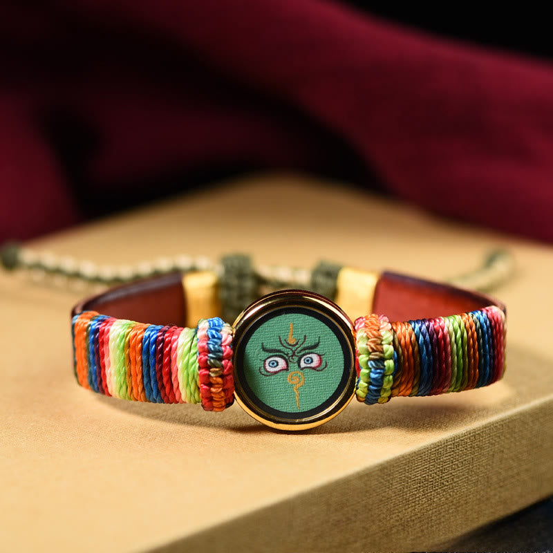 Buddha Stones Tibetaanse Armband met de goden van rijkdom en het Boeddha-oog. - Groene Jambhala-oog (Polsomtrek 15-24 cm) - image 5