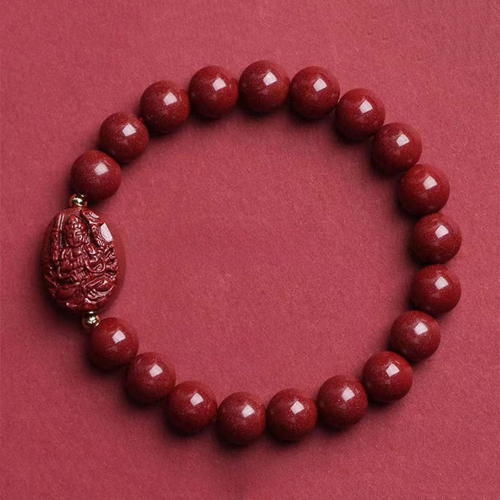 Buddha Stones De Chinese dierenriem geboorte Boeddha cinnaber Armband - Rat-Duizendarmige Avalokitesvara (Polsomtrek: 15-16 cm) - image 1