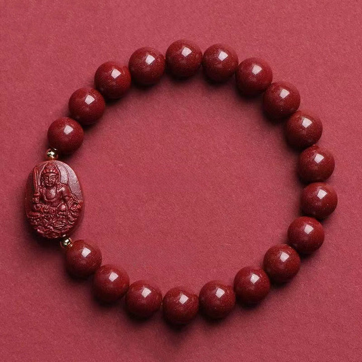 Buddha Stones De Chinese dierenriem geboorte Boeddha cinnaber Armband - Konijn-Manjushri Bodhisattva (Polsomtrek: 15-16 cm) - image 10