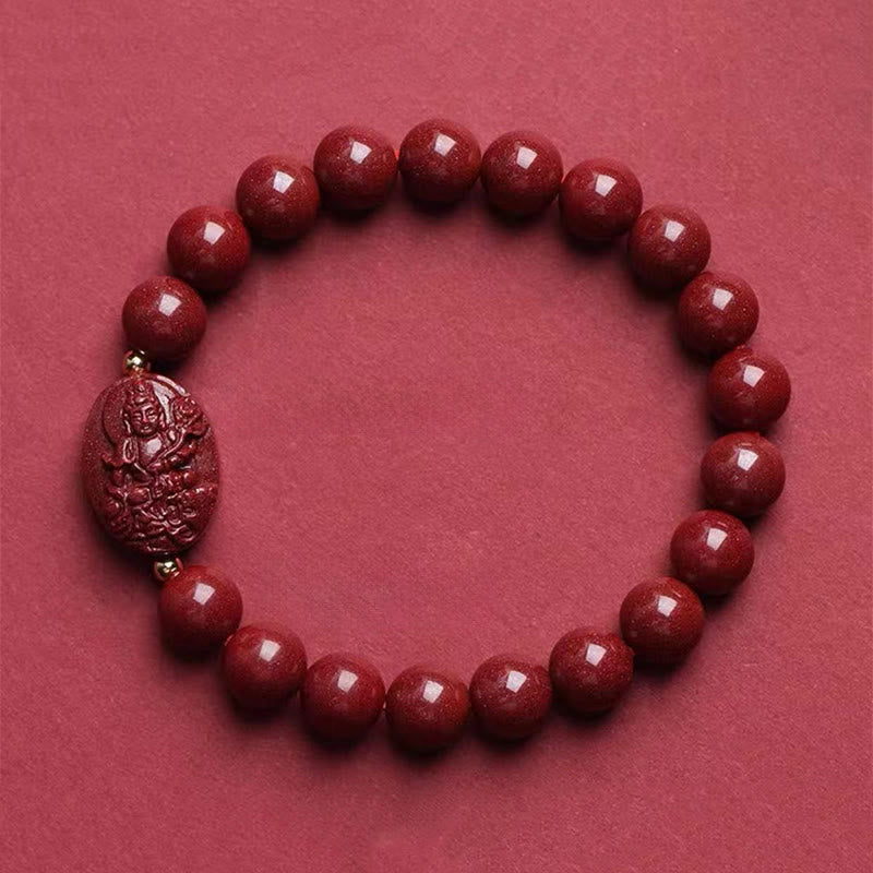 Buddha Stones De Chinese dierenriem geboorte Boeddha cinnaber Armband - Draak/Slang-Samantabhadra Bodhisattva (Polsomtrek: 15-16 cm) - image 12
