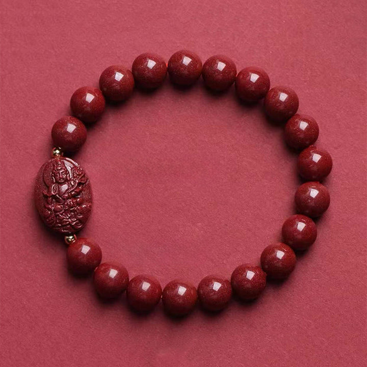 Buddha Stones De Chinese dierenriem geboorte Boeddha cinnaber Armband - Draak/Slang-Samantabhadra Bodhisattva (Polsomtrek: 15-16 cm) - image 12