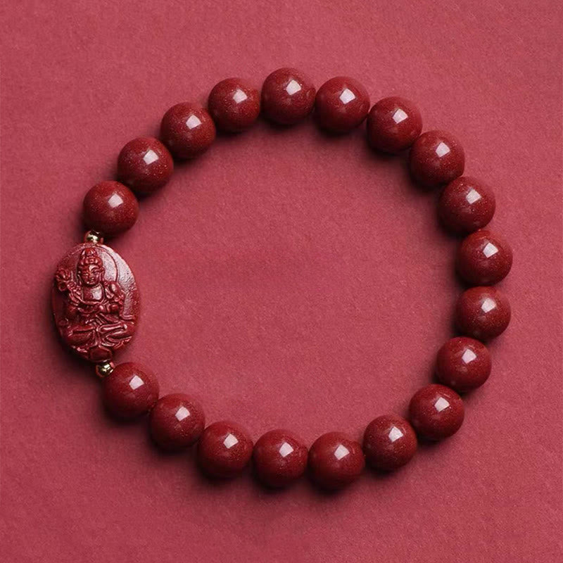 Buddha Stones De Chinese dierenriem geboorte Boeddha cinnaber Armband - Paard-Mahasattva Bodhisattva (Polsomtrek: 15-16 cm) - image 0