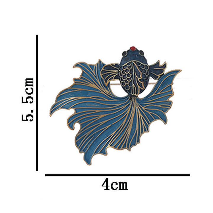 Buddha Stones Cloisonné emaille elegante blauwe koi vis Broche - image 6
