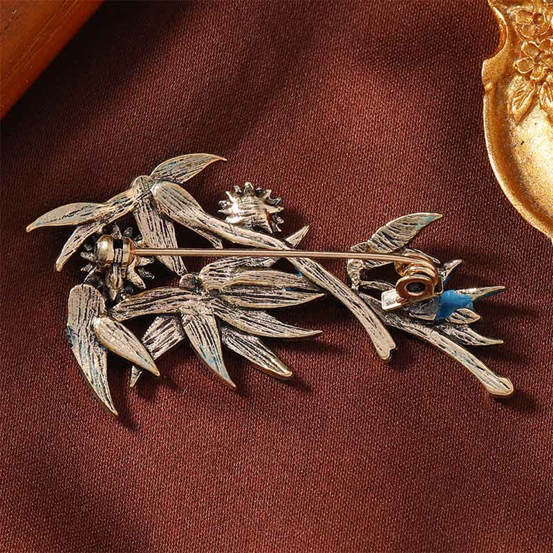 Buddha Stones Cloisonné emaille blauwe bamboe elegante Broche - image 4
